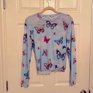 Mesh long sleeve top